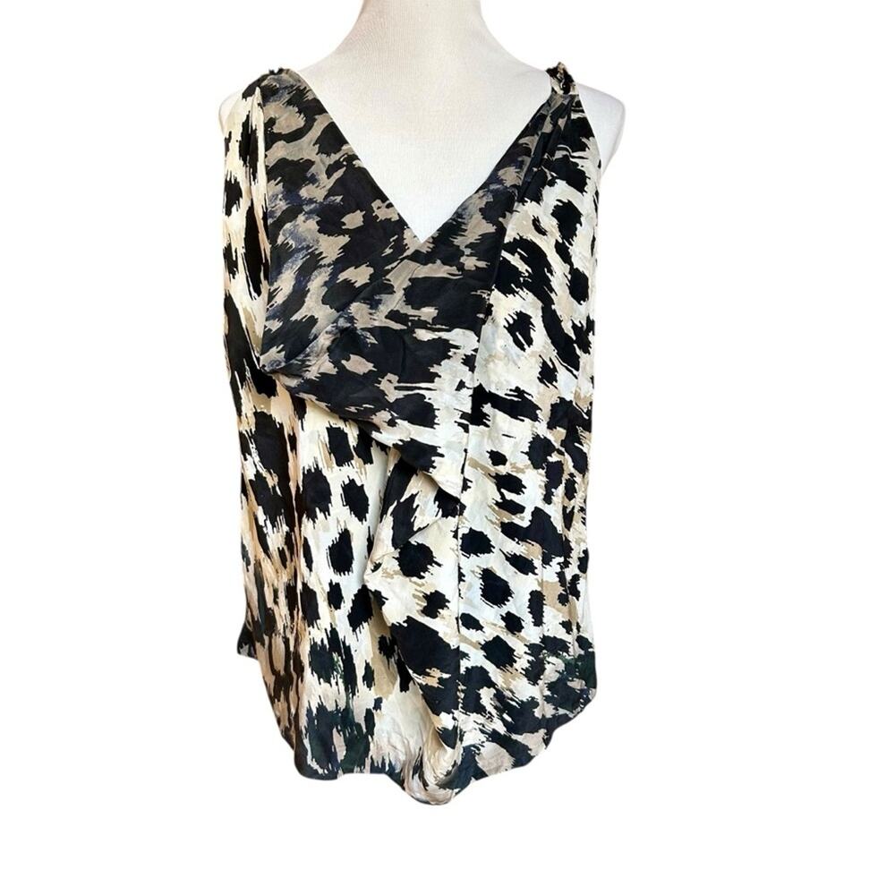 Robert Rodriquez silk animal print drape front tank sz L** sz tag missing